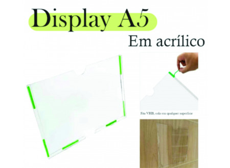 10 Display Parede Quadro Aviso Porta Folha A5 Acrílico horizontal